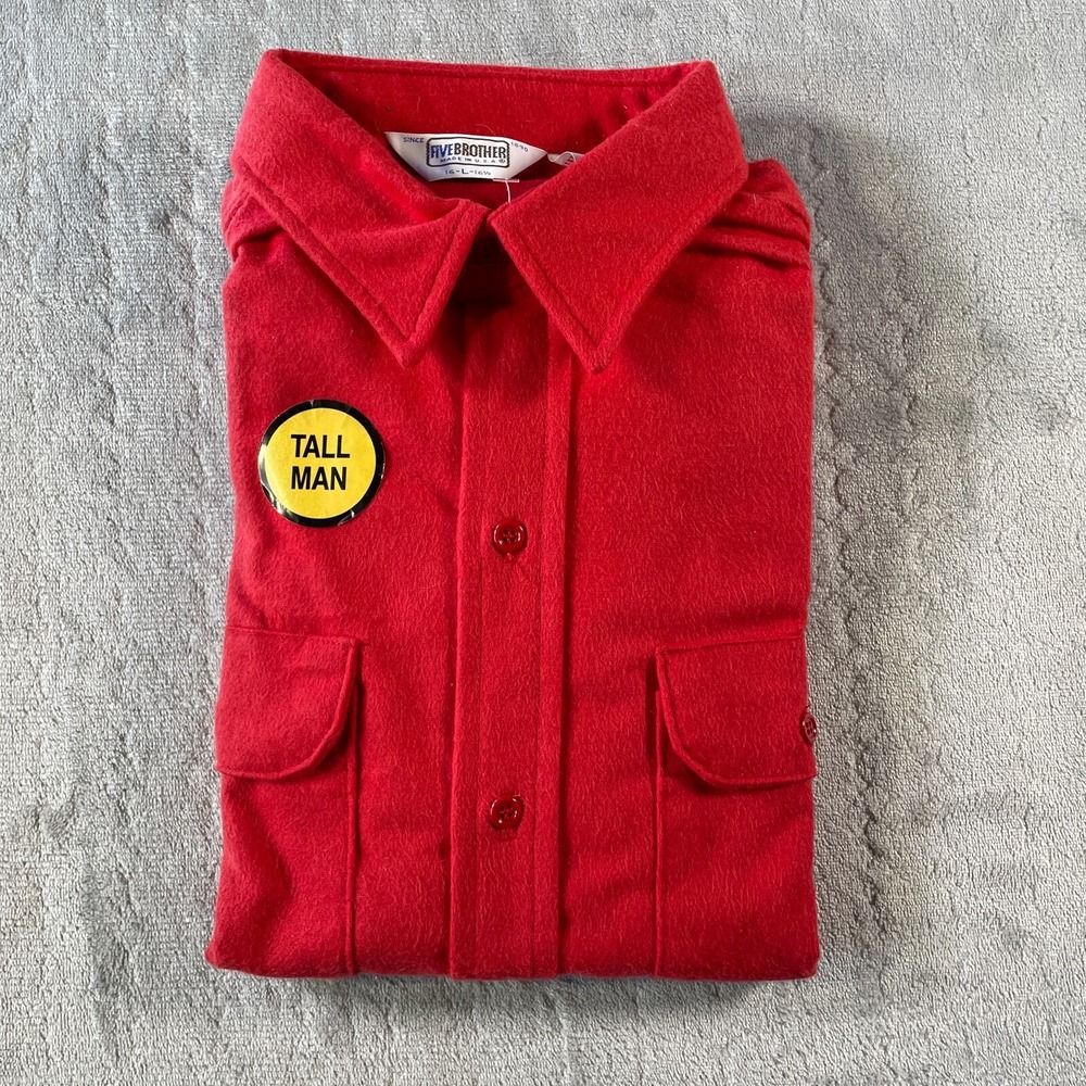VTG Five Brothers Flannel Shirt Men Large Tall Red Western Heavyweight USA‎